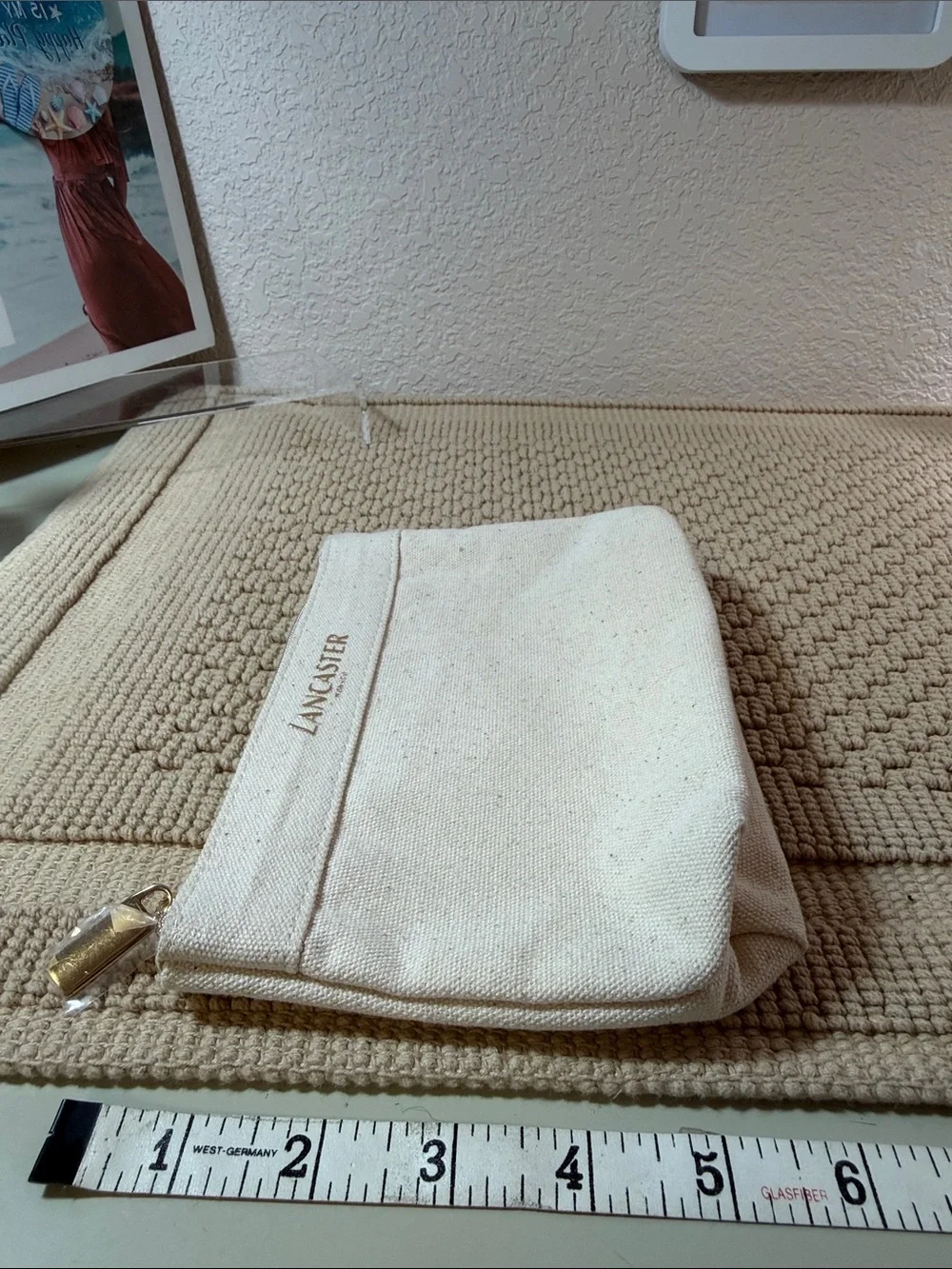 Lancaster Cream Canvas Cosmetic Pouch